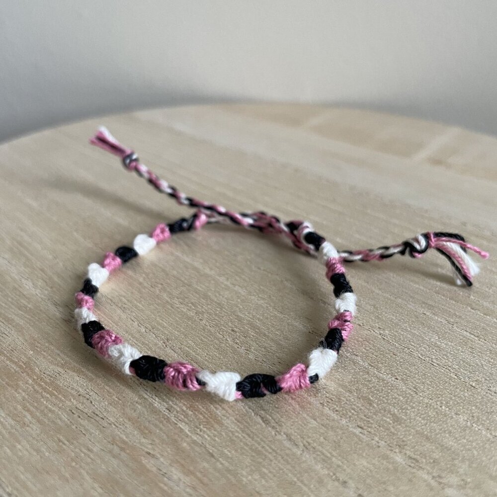 Regina Woven Friendship Bracelet Anklet OS Pink Cream Women Cotton Tie